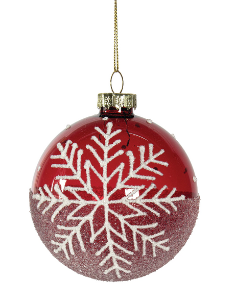 Glass Snowflake Sugar Dip Ball Ornament