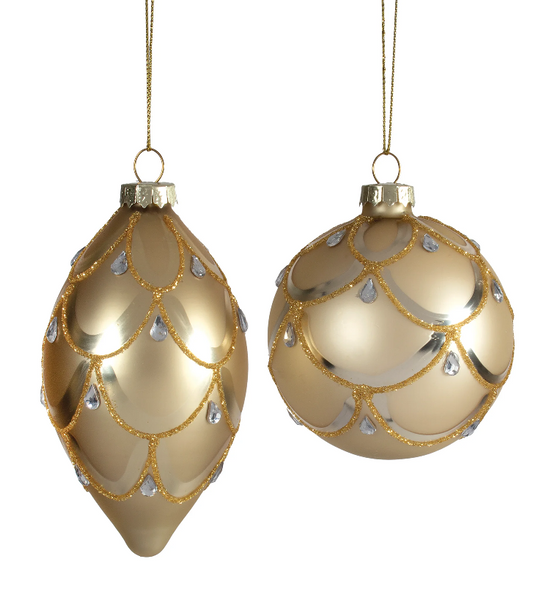 Glass Gold w/Gems Ornament