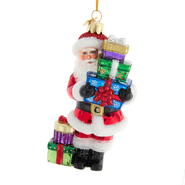 Noble Gems Glass Santa w/Presents Ornament