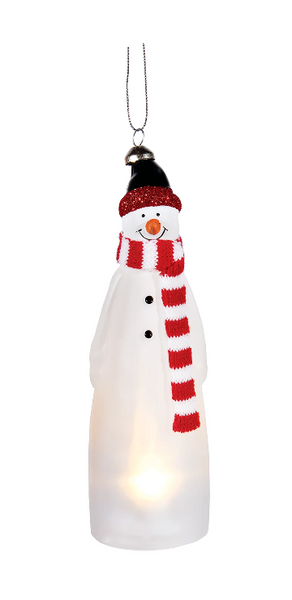 Light Up Snowman w/Black Hat Ornament