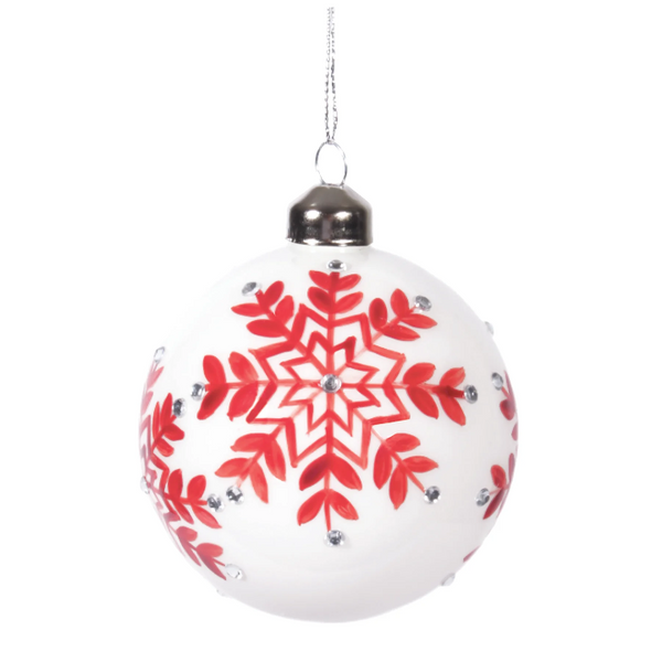 Glass Snowflake w/Gems Ball Ornament