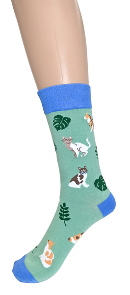 Women's Socks Cats & Leaves