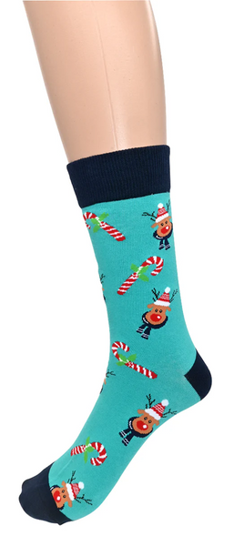Women's Socks Reindeer & Candy Canes