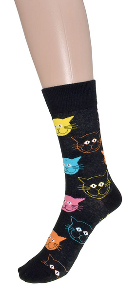 Women's Socks Cat Faces Black