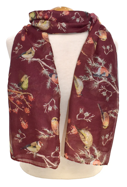 Patterned Scarf Birds On Branches