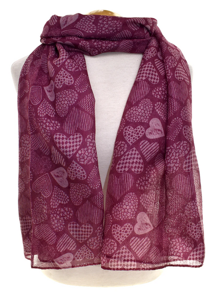 Hearts Maroon Scarf