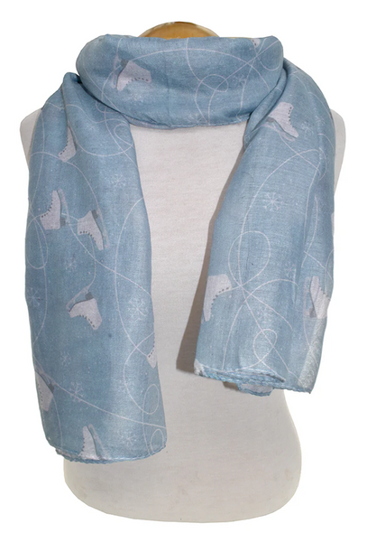 Patterned Scarf Ice Skates Sky Blue