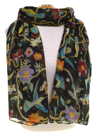 Hummingbird Garden Black Scarf