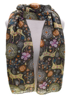 Deer Floral Brown Scarf