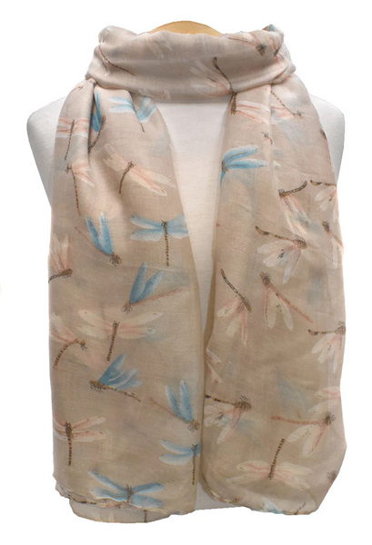 Dragonflies Beige Scarf