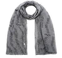 Music Notes Grey Scarf
