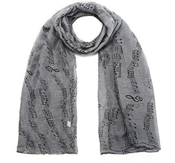 Music Notes Grey Scarf
