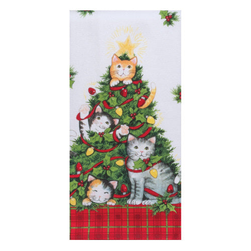 Meowy Christmas Dual Purpose Tea Towel Tree