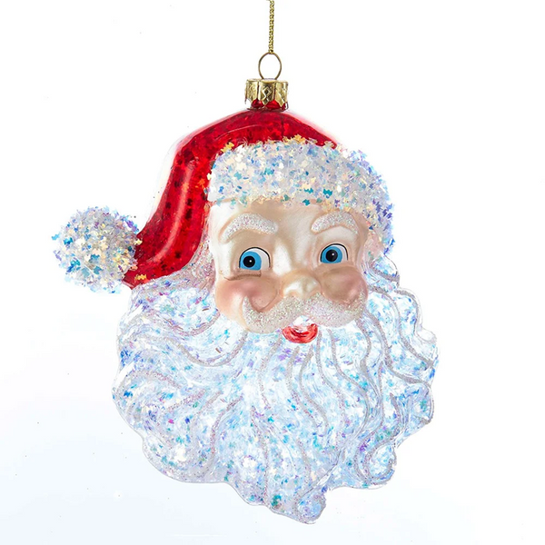 Glass Santa w/Iridescent Beard Ornament