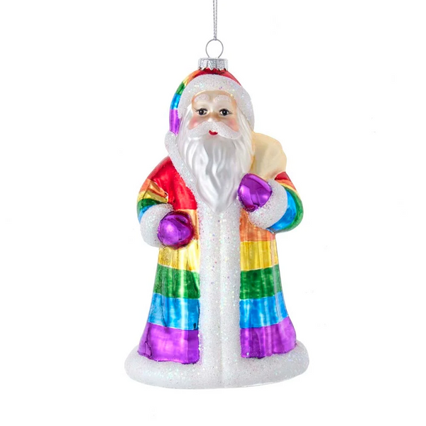 Glass Santa Rainbow Ornament