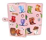 Large Zipper Wallet Cowgirl Boots Pink
