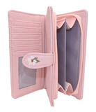 Large Zipper Wallet Cowgirl Boots Pink