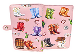 Small Zipper Wallet Cowgirl Boots Pink
