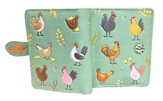 Small Zipper Wallet Chicken Farm Green