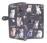 Large Zipper Wallet Kitten Garden Grey
