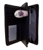 Large Zipper Wallet Skull & Flowers Pink