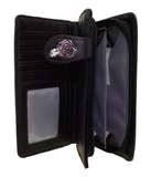 Large Zipper Wallet Skull & Flowers Black
