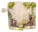 Large Zipper Wallet Raccoon Family Beige