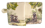 Small Zipper Wallet Raccoon Family Beige