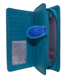 Large Zipper Wallet Raven Feather Teal