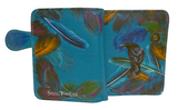 Small Zipper Wallet Raven Feather Teal