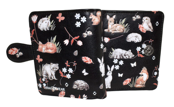 Small Zipper Wallet Forest Friends Black