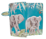 Large Zipper Wallet Elephant Jungle Teal