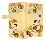Large Zipper Wallet Acorns & Chickadees Beige