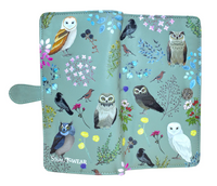 Large Zipper Wallet Wild Bird Forest Sage