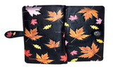 Small Zipper Wallet Maple Leaves Black
