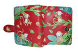 Small Zipper Wallet Monkey Jungle Red