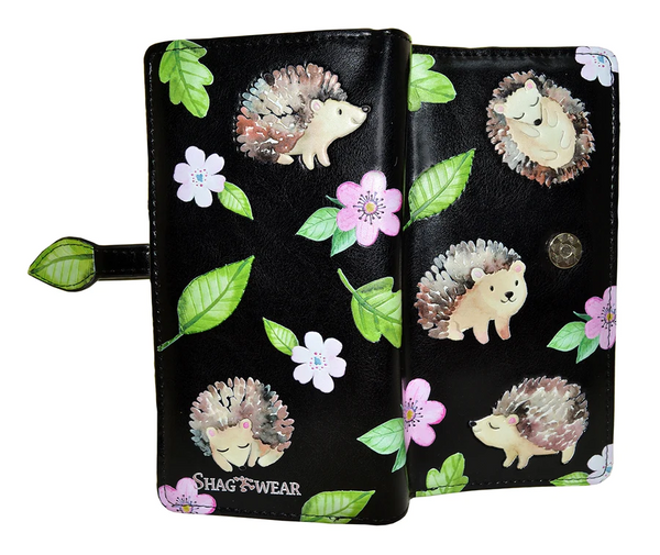 Large Zipper Wallet Hedgehogs Black