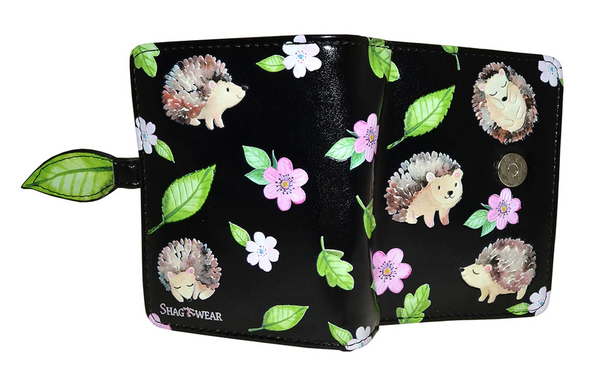 Small Zipper Wallet Hedgehogs Black