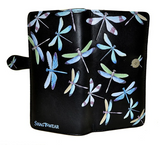 Large Zipper Wallet Dragonflies Black