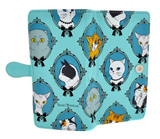 Large Zipper Wallet Cat Cameo Aqua