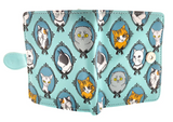 Small Zipper Wallet Cat Cameo Aqua