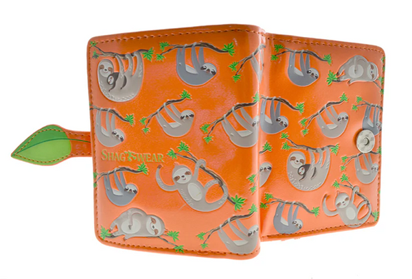Small Zipper Wallet Hanging Sloths Orange