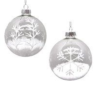 Glass Clear Ball Ornament w/Snow