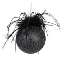 Glass Black Feather Boa Ball Ornament