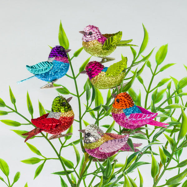 Rainbow Sequin Bird Clip