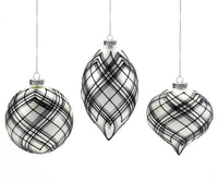 Glass Black Plaid Ornament