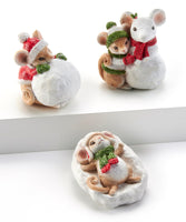 Christmas Mouse & Snow Figurine