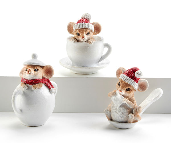 Christmas Mouse w/Tea Accessory