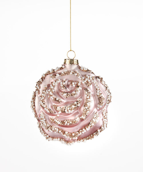 Glass Beaded Rose Ornament