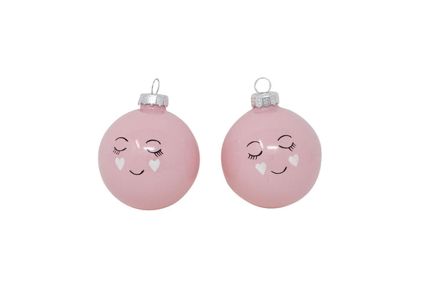 Pink Face Glass Ball Ornament